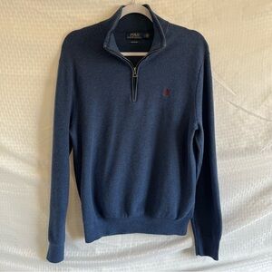 Polo Ralph Lauren 1/4 Zip Pullover Sweater Blue Size Large Pima Cotton